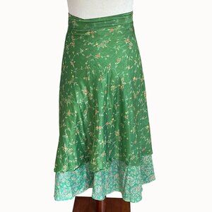 Jedzebel Magic Wrap Skirt Sarong Green Floral Paisley Boho Festival One Size
